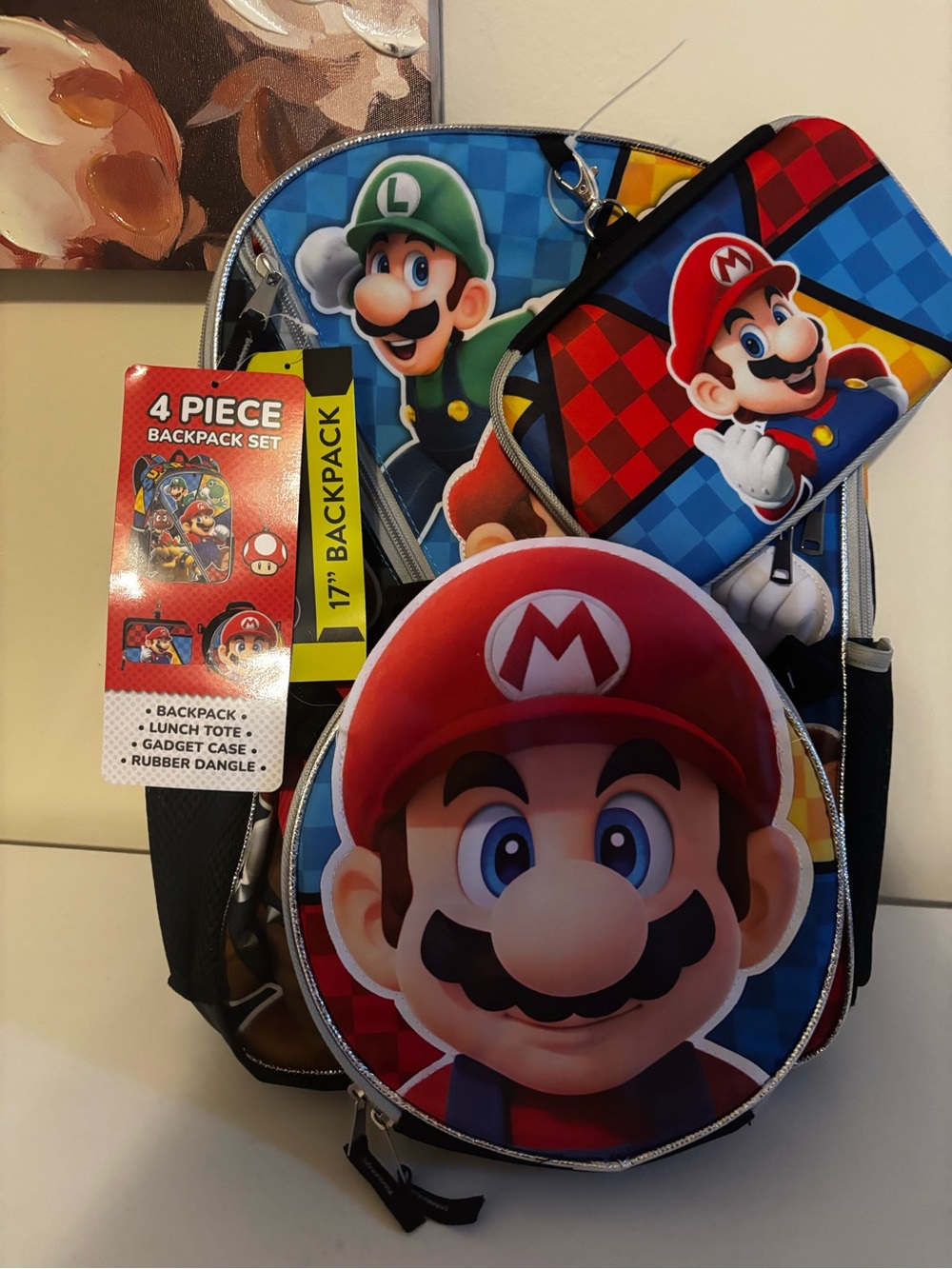 Nintendo Mario & Luigi Kids Backpack Set in Red, Blue, Green